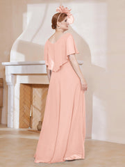 Robe Plissée en Mousseline à Col en V avec Manches Flottantes Corail Grande Taille