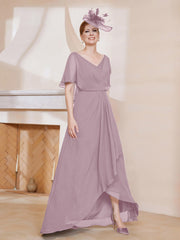 Robe Plissée en Mousseline à Col en V avec Manches Flottantes Dusk Grande Taille