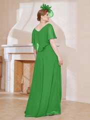 Robe Plissée en Mousseline à Col en V avec Manches Flottantes Vert