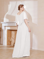 Robe Plissée en Mousseline à Col en V avec Manches Flottantes Ivoire