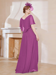 Robe Plissée en Mousseline à Col en V avec Manches Flottantes Orchidee