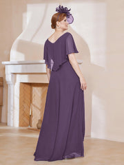 Robe Plissée en Mousseline à Col en V avec Manches Flottantes Plum