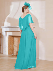 Robe Plissée en Mousseline à Col en V avec Manches Flottantes Piscine Grande Taille