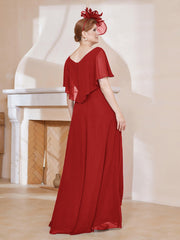 Robe Plissée en Mousseline à Col en V avec Manches Flottantes Rouge