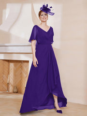 Robe Plissée en Mousseline à Col en V avec Manches Flottantes Régence Grande Taille