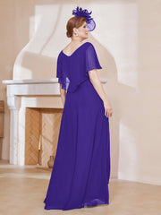 Robe Plissée en Mousseline à Col en V avec Manches Flottantes Régence Grande Taille