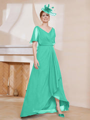 Robe Plissée en Mousseline à Col en V avec Manches Flottantes Spa