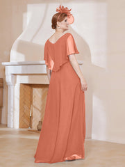 Robe Plissée en Mousseline à Col en V avec Manches Flottantes Crépuscule Grande Taille