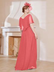 Robe Plissée en Mousseline à Col en V avec Manches Flottantes Pastèque