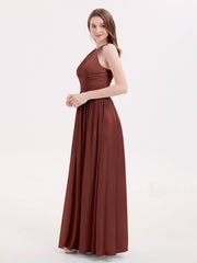 Robes avec Double Bretelle Licou Longue Mousseline terracotta Grande Taille