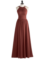 Robes avec Double Bretelle Licou Longue Mousseline terracotta Grande Taille