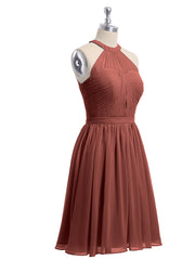 Mousseline Licou Robes Courtes De Demoiselle d'Honneur terracotta Grande Taille