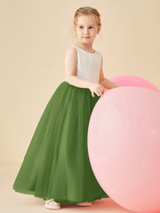 Robe de Demoiselle d'Honneur en Satin avec Dos en V et Jupe en Tulle Longueur Sol Mousse