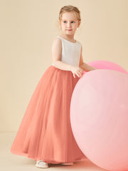Robe de Demoiselle d'Honneur en Satin avec Dos en V et Jupe en Tulle Longueur Sol Papaye