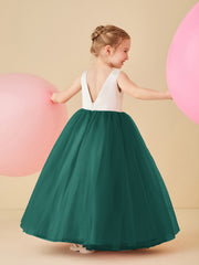 Robe de Demoiselle d'Honneur en Satin avec Dos en V et Jupe en Tulle Longueur Sol Paon