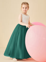 Robe de Demoiselle d'Honneur en Satin avec Dos en V et Jupe en Tulle Longueur Sol Paon