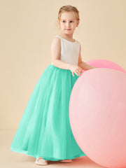 Robe de Demoiselle d'Honneur en Satin avec Dos en V et Jupe en Tulle Longueur Sol Spa