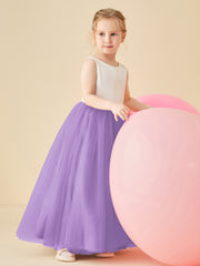Robe de Demoiselle d'Honneur en Satin avec Dos en V et Jupe en Tulle Longueur Sol Tahiti
