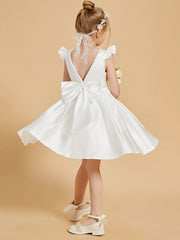 Robes de Fille Charmantes à Col en Scoop avec Manches Flottantes Longueur aux Genoux