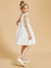 Robes de Fille Charmantes à Col en Scoop avec Manches Flottantes Longueur aux Genoux