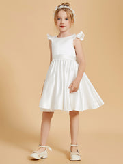 Robes de Fille Charmantes à Col en Scoop avec Manches Flottantes Longueur aux Genoux