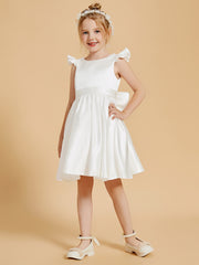 Robes de Fille Charmantes à Col en Scoop avec Manches Flottantes Longueur aux Genoux