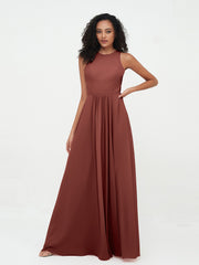 Robes Longues Princesse en Mousseline avec Fente terracotta Grande Taille