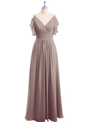 Spaghetti Bretelle Plis Col En V Mousseline Robes Dusk