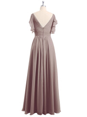 Spaghetti Bretelle Plis Col En V Mousseline Robes Dusk