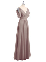 Spaghetti Bretelle Plis Col En V Mousseline Robes Dusk