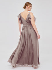 Spaghetti Bretelle Plis Col En V Mousseline Robes Dusk