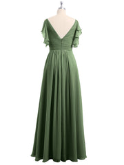 Spaghetti Bretelle Plis Col En V Mousseline Robes Olive Verte Grande Taille