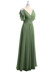 Spaghetti Bretelle Plis Col En V Mousseline Robes Olive Verte Grande Taille