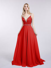 Bretelle Spaghetti Dentelle et Mousseline Robe Rouge