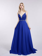 Bretelle Spaghetti Dentelle et Mousseline Robe Bleu Royale