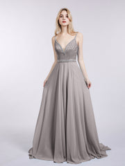 Bretelle Spaghetti Dentelle et Mousseline Robe Argent