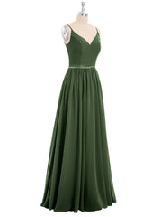 Bretelle Spaghetti Mousseline Robe de Demoiselle d'Honneur Olive Verte Grande Taille