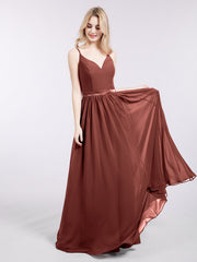 Bretelle Spaghetti Mousseline Robe de Demoiselle d'Honneur terracotta