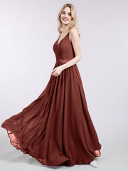 Bretelle Spaghetti Mousseline Robe de Demoiselle d'Honneur terracotta Grande Taille
