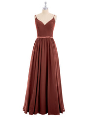 Bretelle Spaghetti Mousseline Robe de Demoiselle d'Honneur terracotta Grande Taille