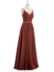 Bretelle Spaghetti Mousseline Robe de Demoiselle d'Honneur terracotta Grande Taille
