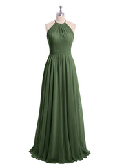 Licou Longue Mousseline Tenues Avec Double Bretelles Olive Verte Grande Taille
