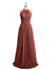 Licou Longue Mousseline Tenues Avec Double Bretelles terracotta Grande Taille