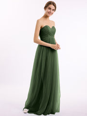 Col En Cœur Sans Bretelles Empire Tulle Robes Olive Verte Grande Taille