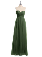 Col En Cœur Sans Bretelles Empire Tulle Robes Olive Verte Grande Taille