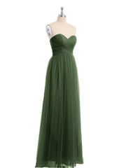 Col En Cœur Sans Bretelles Empire Tulle Robes Olive Verte