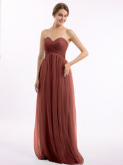Col En Cœur Sans Bretelles Empire Tulle Robes terracotta Grande Taille