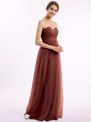 Col En Cœur Sans Bretelles Empire Tulle Robes terracotta Grande Taille