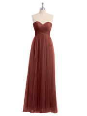 Col En Cœur Sans Bretelles Empire Tulle Robes terracotta Grande Taille
