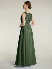 Col En V Mousseline Robes Avec Dentelle Dos Olive Verte Grande Taille
